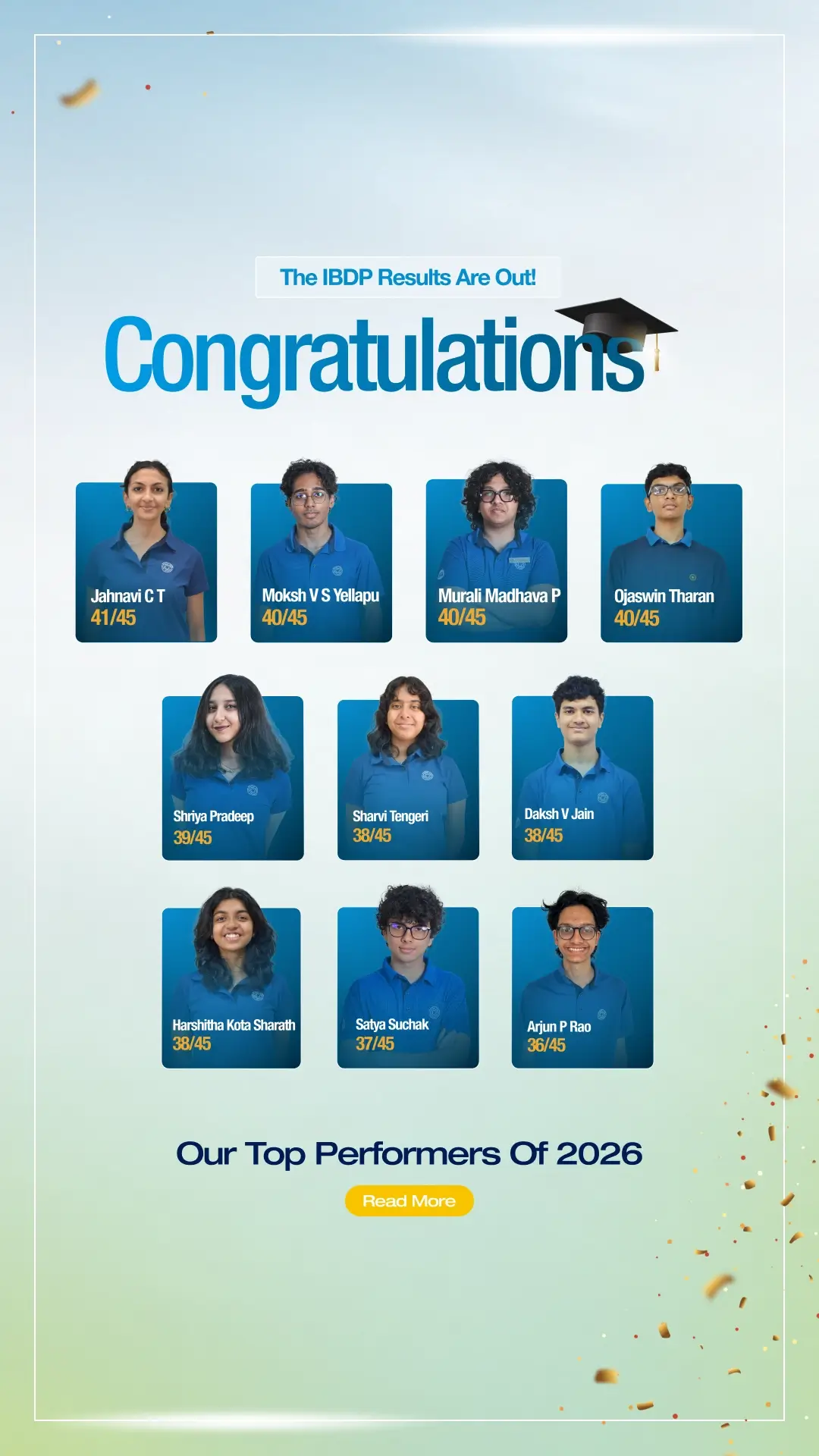 IBDP student with outstanding results at an IBDP school in Bangalore